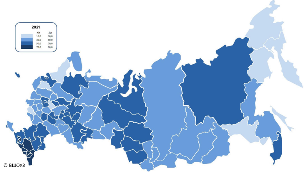 Эффективность систем здравоохранения регионов России, 2021 год